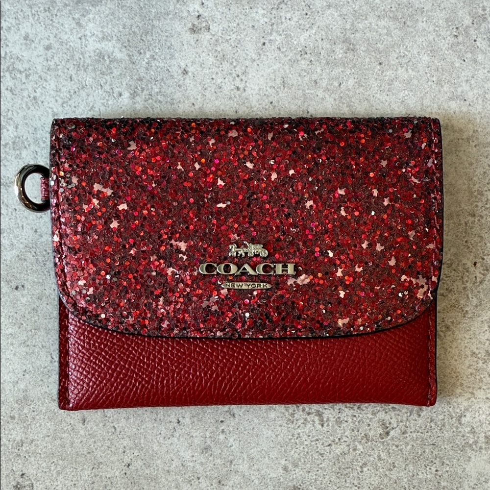 Coach Red Glitter Card Holder